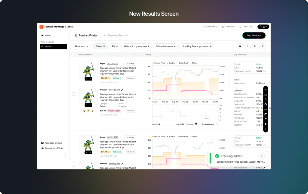 Tactical Arbitrage 2 Beta - New Results Screen