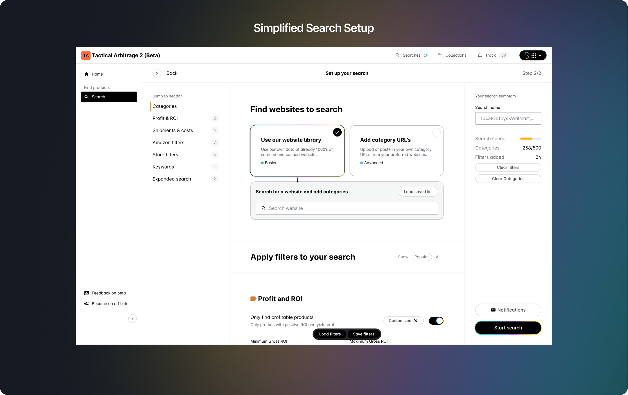 Tactical Arbitrage 2 Beta - Simplified Search Setup