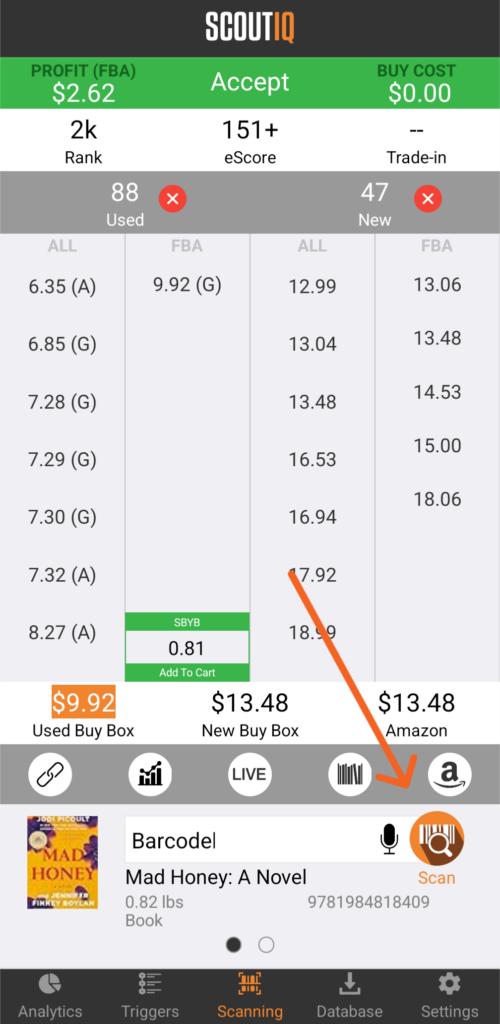 ScoutIQ's sample results screen