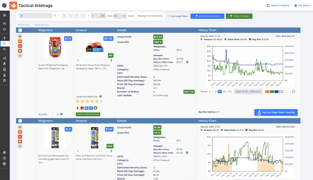 Tactical Arbitrage's Product Search results